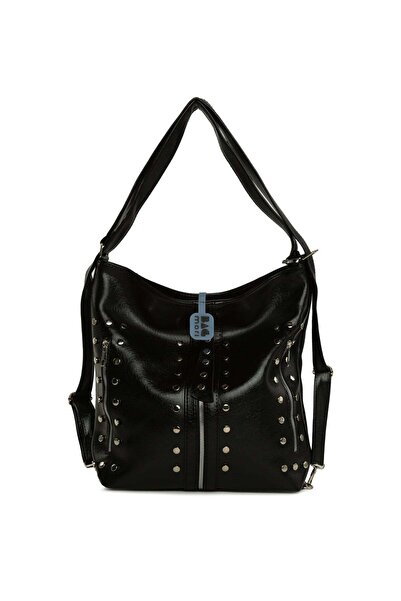 Bagmori Μαύρο γυναικείο σακίδιο πλάτης και τσάντα ώμου με λεπτομέρειες Trok M...