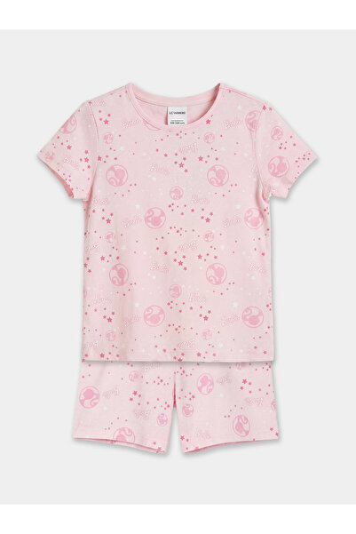 LC Waikiki Set de pijamale scurte pentru fete Barbie cu imprimeu