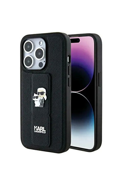 Karl Lagerfeld Husa Gripstand Saffiano Karl&amp;Choupette Pins case for iPhon...