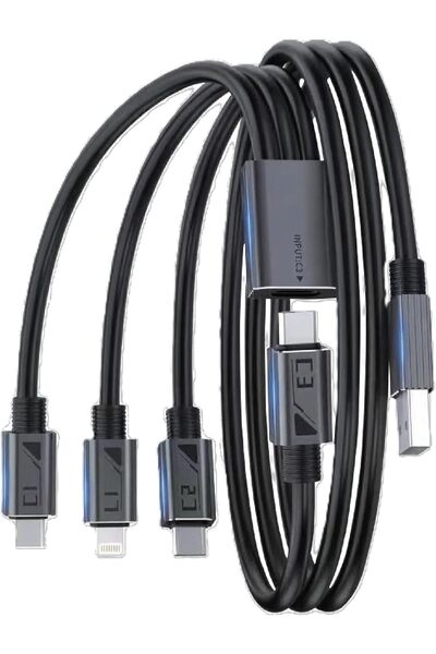 Merlin كابل شحن سريع 4 في 1 بقوة 100 واط USB C A Lightning Micro بطول 1.2 متر...