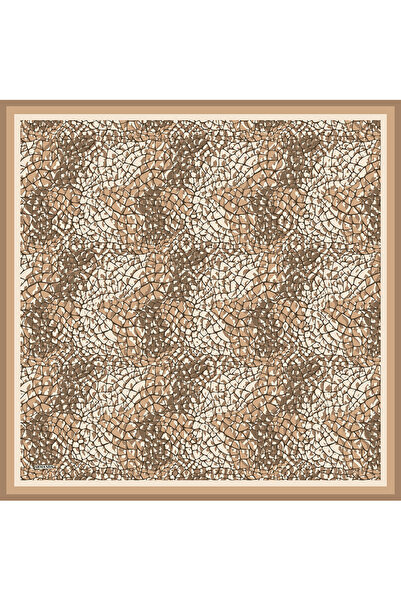 ARMANDA Eșarfă de mătase twill cu model NESSA - BEJ