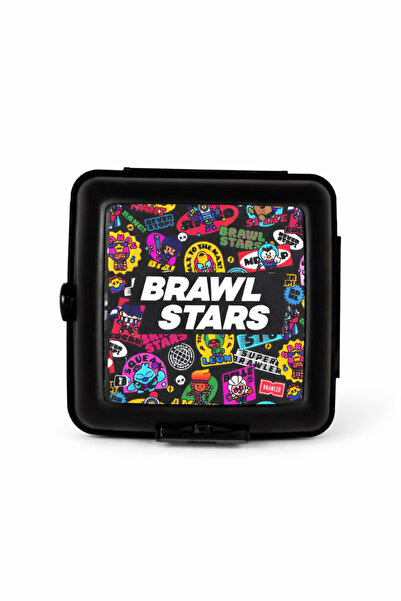 BRAWL STARS Lisanslı Beslenme Kabı - Karakter Desenli Siyah Kilitli Saklama K...