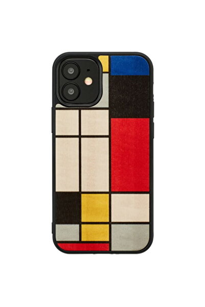 Other Husă MAN&WOOD pentru iPhone 12 mini, lemn Mondrian negru
