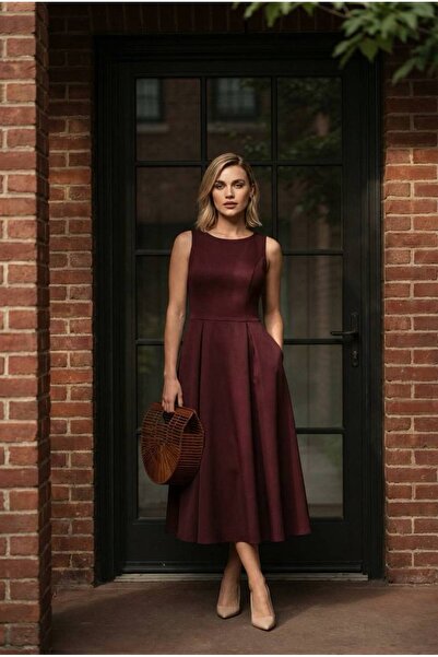 rengamoda Γυναικείο αμάνικο φόρεμα με λαιμόκοψη Κρεπ Με υφή Hürrem από ύφασμα...