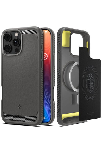 Spigen Husa Rugged Armor MagSafe, gray - iPhone 16 Pro Max
