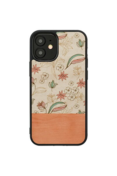 Other Husă MAN&WOOD pentru iPhone 12 mini, cu flori roz, negru