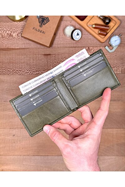 Fil Deri Γνήσιο Δερμάτινο Λεπτό Μινιμαλιστικό Πορτοφόλι με Διπλές Θήκες για Κ...