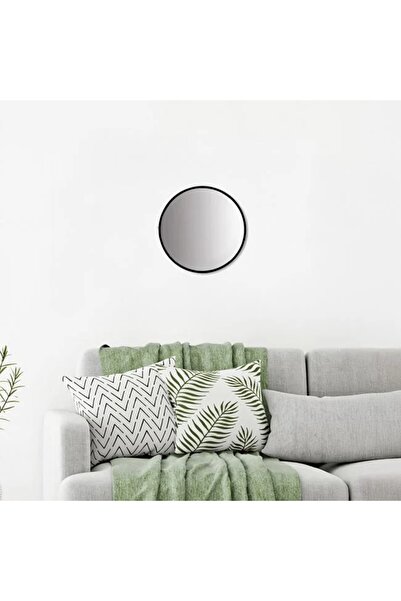 ELITECOMMERCEMARKET Oglinda de Perete Rotunda cu Cadru Metalic Negru Ø50cm