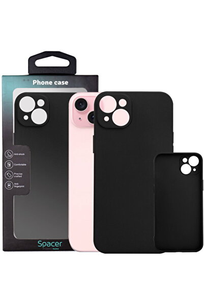 Spacer Husa Iphone 15 Plus Spacer, grosime 1.5mm, material flexibil TPU, negr...
