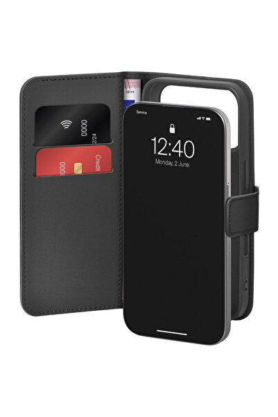 Puro Husă portofel cu suport pentru iPhone 17 Pro Max, din piele, cu clapetă,...