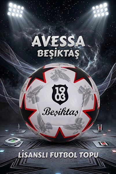 AVESSA Beşiktaş Lisanslı Futbol Topu – EAGLE - No:5 - 4 Astarlı Dayanıklı Kat...