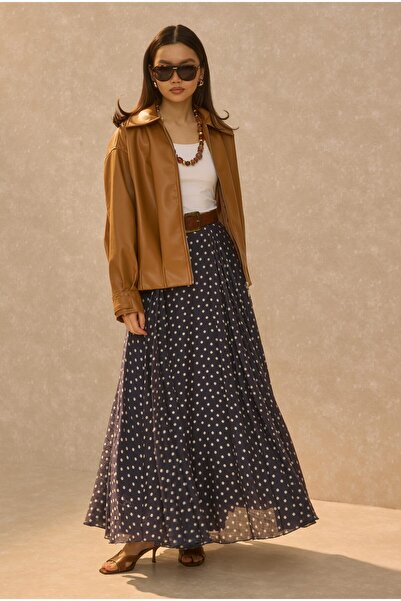 HEQA Δερμάτινο μπουφάν με λεπτομέρεια από πέλος, καφέ χρώμα