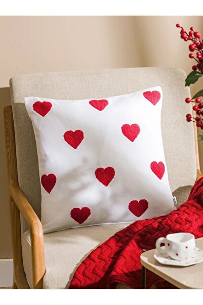 LC Waikiki Κάλυμμα μαξιλαριού LCW HOME Red Heart με τύπωμα 45x45 εκ.