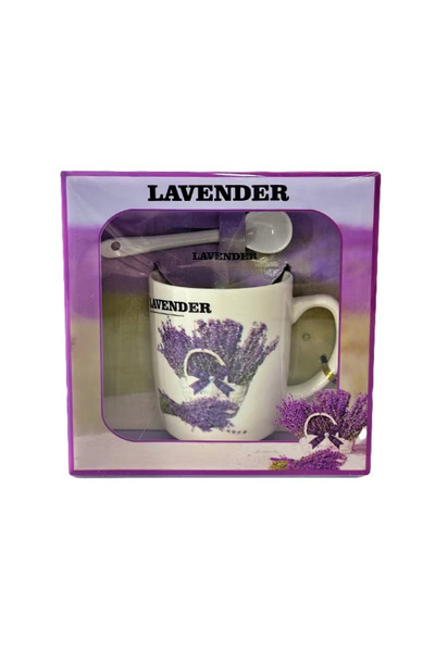OEM Ceramic Mug Set with Saucer & Spoon – Lavender Design, 200 ml, Elegant Gi...