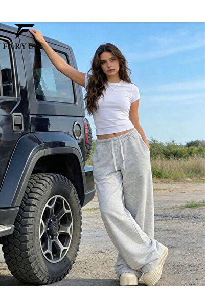 Le Vion Γυναικείο φαρδύ παντελόνι φόρμας, oversized, ψηλόμεσο, άνετο, καθημερ...