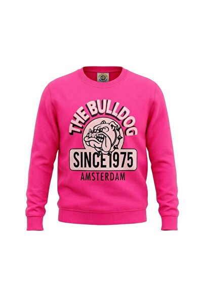The Bulldog Amsterdam Φούτερ, Εμβληματική Στάμπα Λογότυπου, Βαμβακερό, Ροζ, Μ...