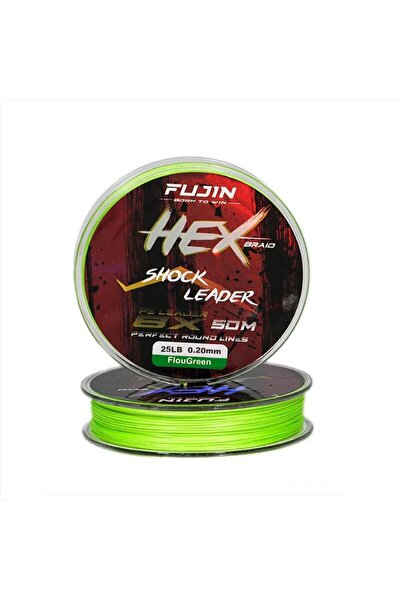 Fujin Hex Braid 8x 0.20mm 50mt Fluo Green PE İP Shock Leader