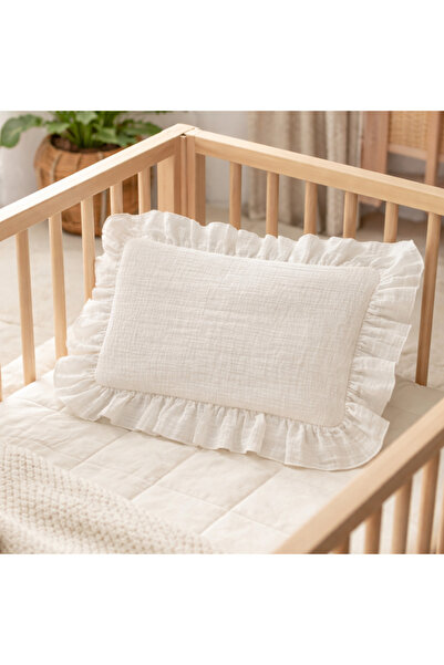 RUKİYE YAVUZ Pamuk Pazen Ruffled Muslin Baby Newborn Pillowcase 100% Cotton 2...