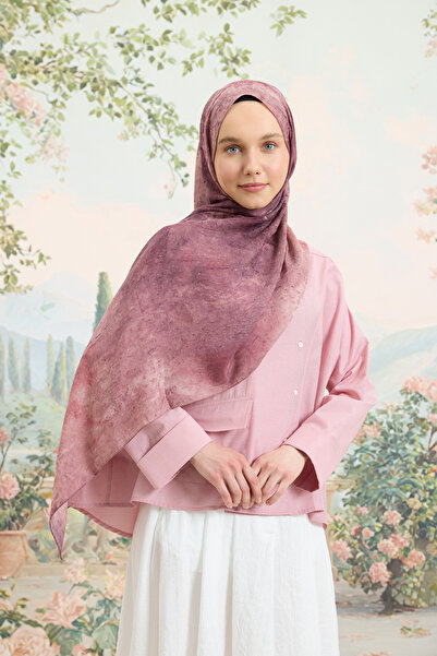 Qef Vela Patterned Cotton Shawl Plum