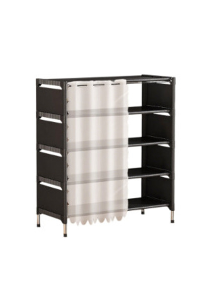OEM Organizator de pantofi cu 5 niveluri, cu cadru metalic și perdea neagră, ...