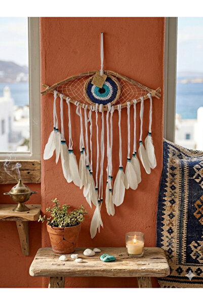 Ahşap Evi Rüya Kapanı Düş Kapanı Dream Catcher Göz Tasarım Bohem Duvar dekora...
