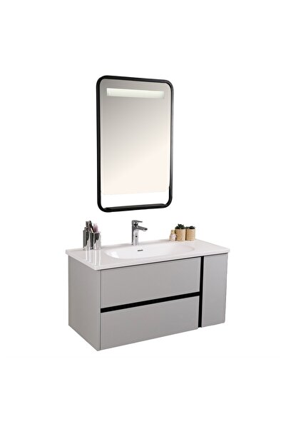 kobos Linear 100 cm Banyo Dolabı Seti Light Grey