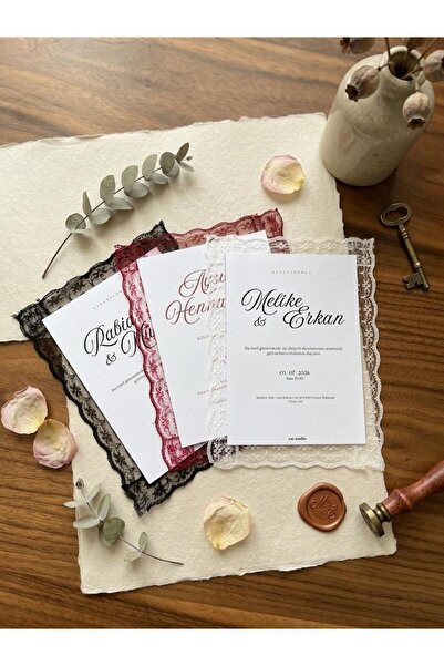 ZaiStudio Dantel Detaylı Düğün-Nişan-Nikah- Kına Gecesi Davetiyesi | Kişiye Ö...