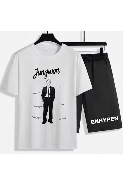SVART WEAR Jungwon Enhypen K-Pop Unisex 100% Cotton Shorts - T-Shirt Bottom T...
