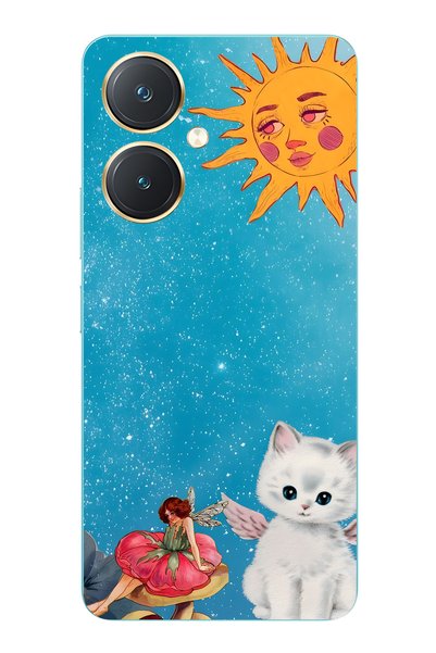 FLAMENKO حافظة هاتف شفافة متوافقة مع Vivo Y27 من نوع Sunny Fairy وAngel Cat م...