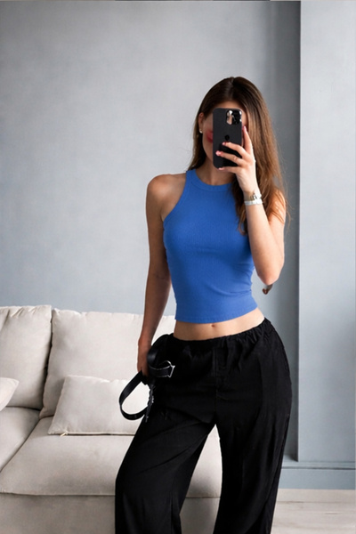 The Champ Clothing Γυναικείο εσώρουχο με λαιμόκοψη halter, ριμπ, μπλε