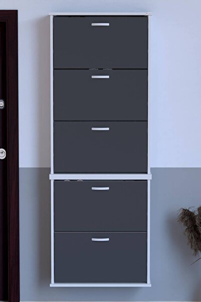 Umay & Varbi Ayakkabılık (72 cm) Asma 5 Düşer Kapaklı 10 Raflı (5 Farklı Renk Seçeneği)