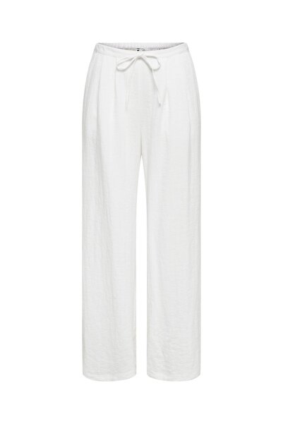 ONLY ONLITA MW LINEN LOOK WIDE PANT TLR Γυναικείο Λευκό Παντελόνι - 15370273