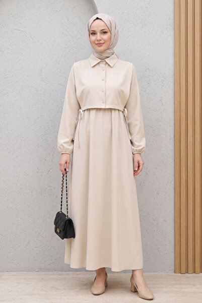 FERHEL Σετ με λεπτομέρεια μπλούζας με χιτζάμπ - Ανοιχτό βιζόν