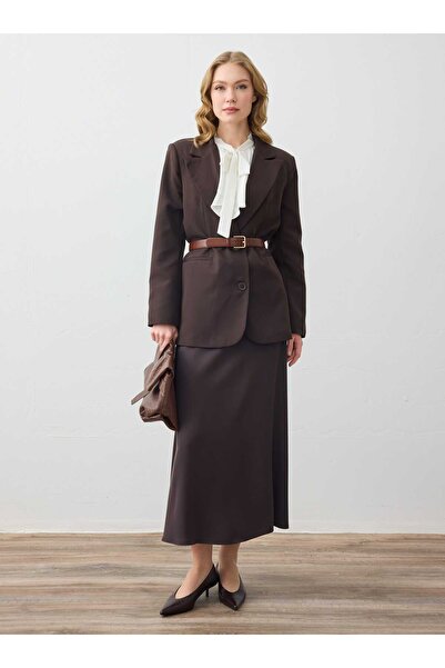 Refka Κλασική Φούστα - Καφέ - Αποκλειστική