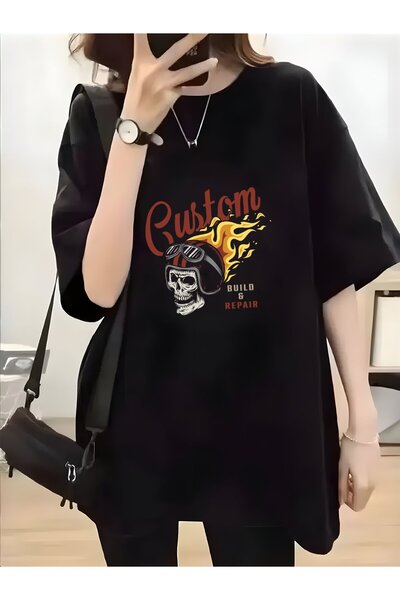 bolivia's تي شيرت أسود قصير الأكمام بتطريز توك، قطن 100%، تصميم عادي/مناسب لج...