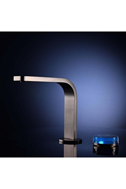 Shine Kristal Başlıklı 2 Delikli Lavabo Bataryası Gun Metal