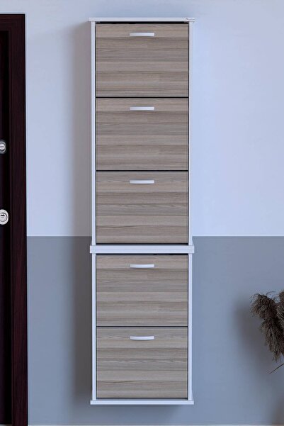 Modilayn Umay & Varbi Ayakkabılık (52 cm) Asma 5 Düşer Kapaklı 10 Raflı (5 Fa...