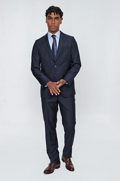 İmza Men's Navy Blue Mono Collar 4 Drop Comfort Fit Comfortable Cut Suit 1001...