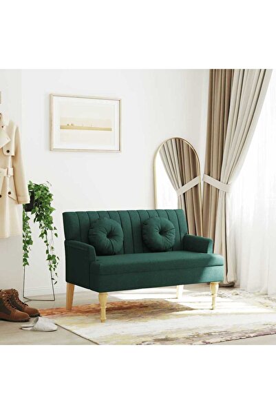 vidaxl Παγκάκι Σκούρο Πράσινο 113x64,5x75,5 εκ. με Μαξιλάρια