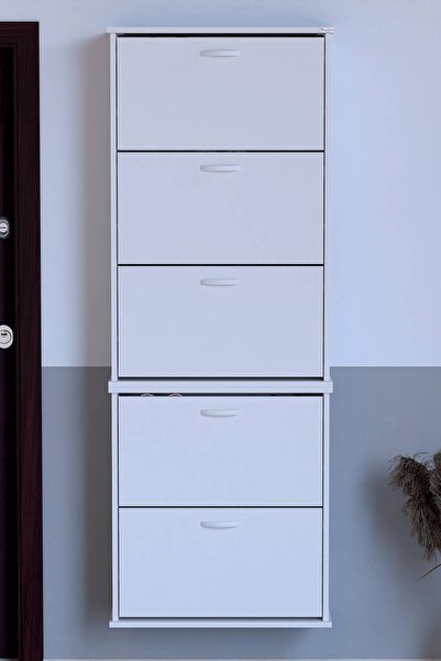 Modilayn Umay & Varbi Ayakkabılık (72 cm) Asma 5 Düşer Kapaklı 10 Raflı (5 Fa...
