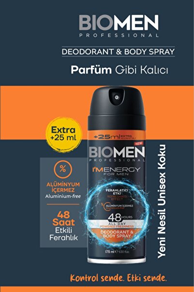 Biomen Deodorant & Body Sprey For Men Ferahlatıcı Etki I'm Energy 175 ml