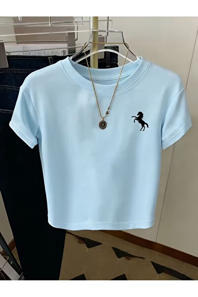 Touz Moda Κοντή μπλούζα ρετρό με ζώνη και σχέδιο αλόγου