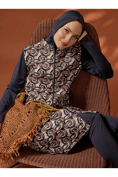 Mayo Bella Ολόσωμο μαγιό με αφηρημένα σχέδια - Μπλε με σχέδια -