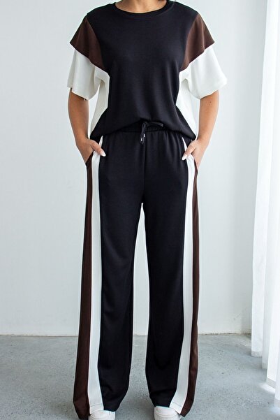 Ded COLLECTION Γυναικείο Σετ με Χαλαρό Μπλουζάκι Color-Blocked και Ψηλόμεσο Φ...