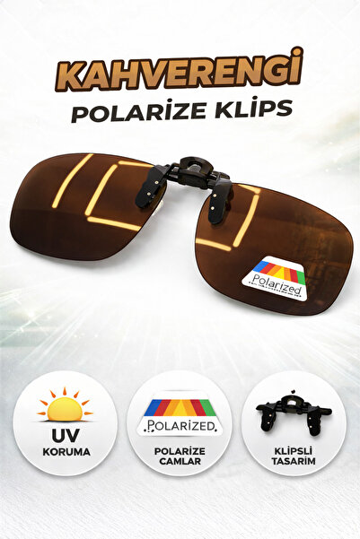 Optic Master Gözlük Klipsi Polarize Kahverengi Büyük Boy 54x60 MM