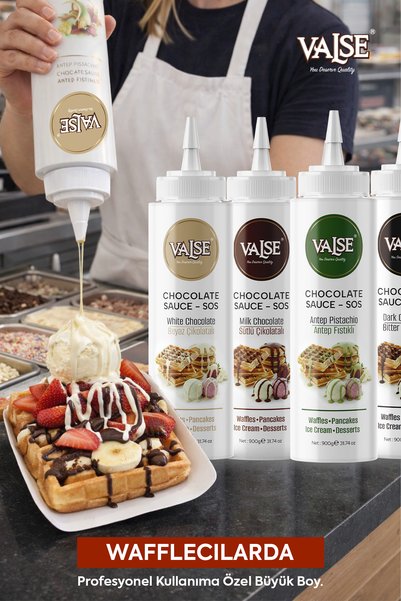 Valse Real Dark Chocolate Sauce (Gluten-Free) 900 Gr Waffle & Pancake & Fruit & Cake & Dessert & Ice Cream