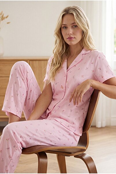 NBB Γυναικείο πουκάμισο, Σετ πιτζάμες, Ριγέ ύφασμα, 100% βαμβάκι