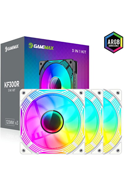 GAMEMAX KF300 Reverse ARGB PWM Pachet de trei ventilatoare Alb