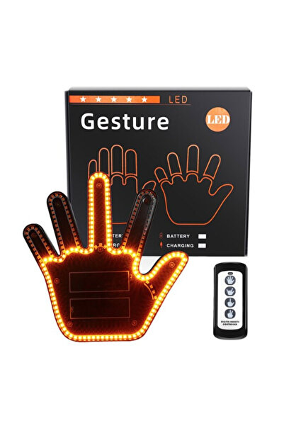 OEM Semn LED auto cu telecomandă, design în formă de mână, 4 moduri AH