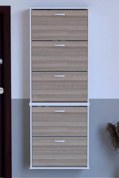 Modilayn Umay & Varbi Ayakkabılık (72 cm) Asma 5 Düşer Kapaklı 10 Raflı (5 Fa...